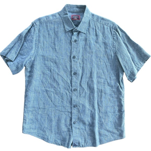 UNTUCKit Wrinkle-Resistant Linen Short-Sleeve Cameron Shirt Blue Size Medium - Picture 3 of 11